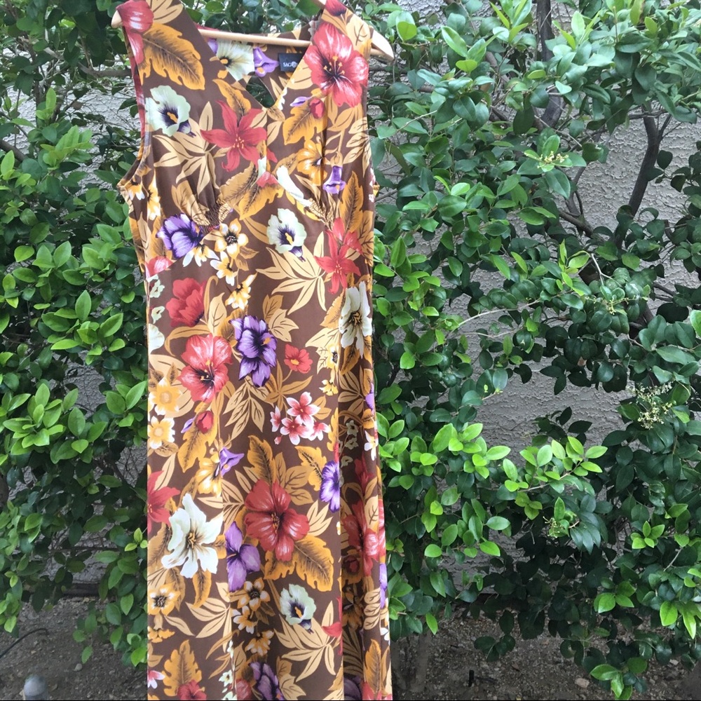 Sag Harbor cottage core floral maxi dress orange pink purple - Picture 2 of 5